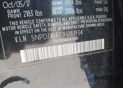 2018 Hyundai Elantra Se из США, поврежденный, VIN 5NPD74LF7JH281934